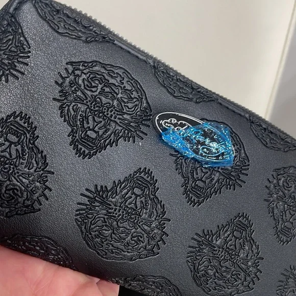 Ed Hardy Black Embossed Tiger Print Satchel Crossbody Bag &  Wallet/Wristlet - Picture 9 of 10